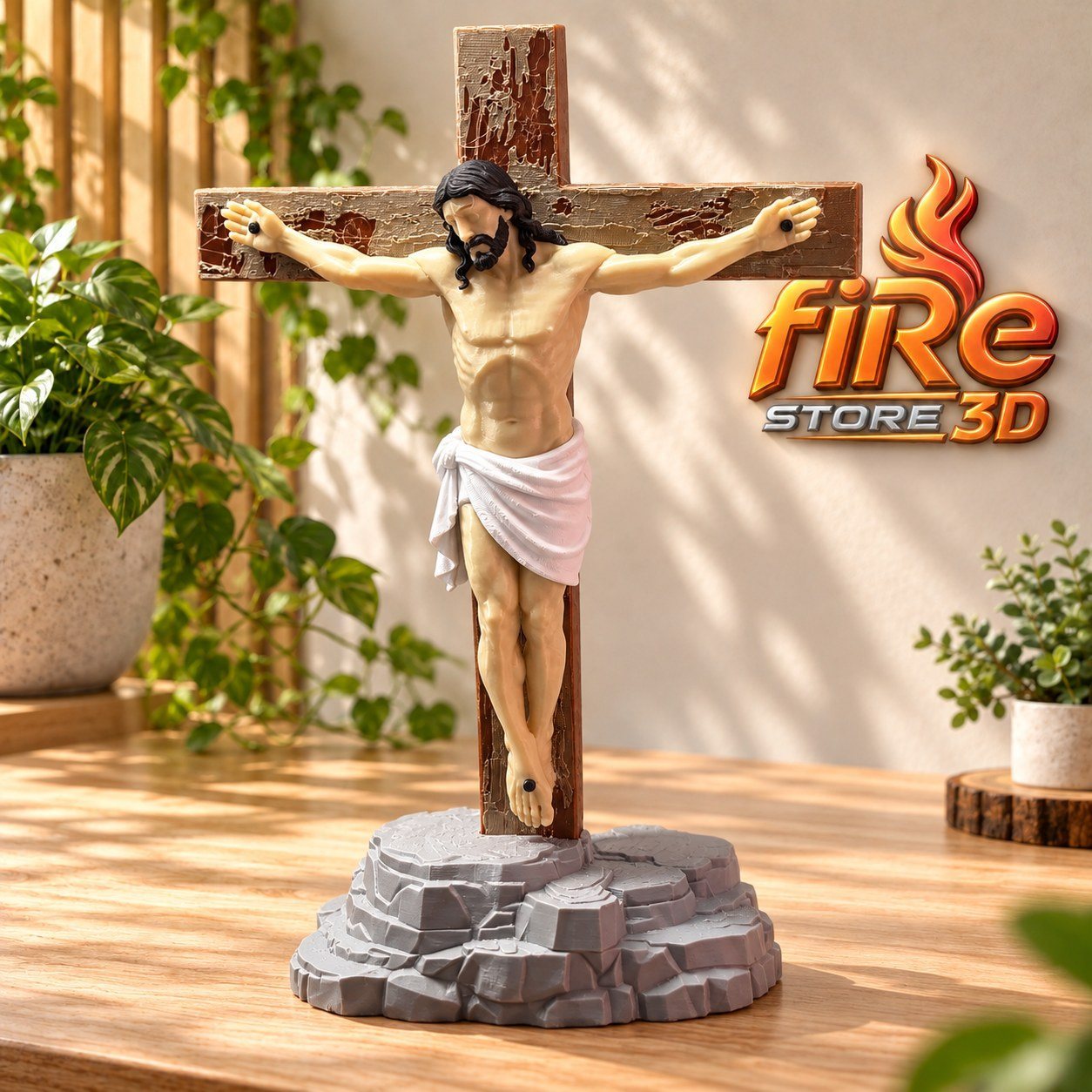 Crucifixo de Mesa — Base de Pedra